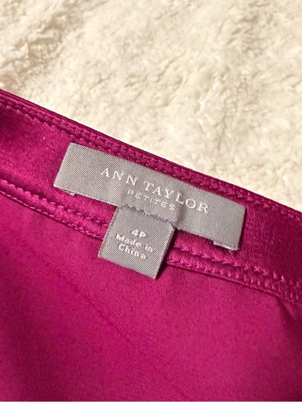 Ann Taylor Hot Pink Satin Long-Sleeve Shirt Dress - Picture 12 of 13